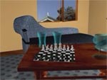 Verbindung aus Schachbrett-avi und Zimmer-avi in 3D Studio Max erzeugt.